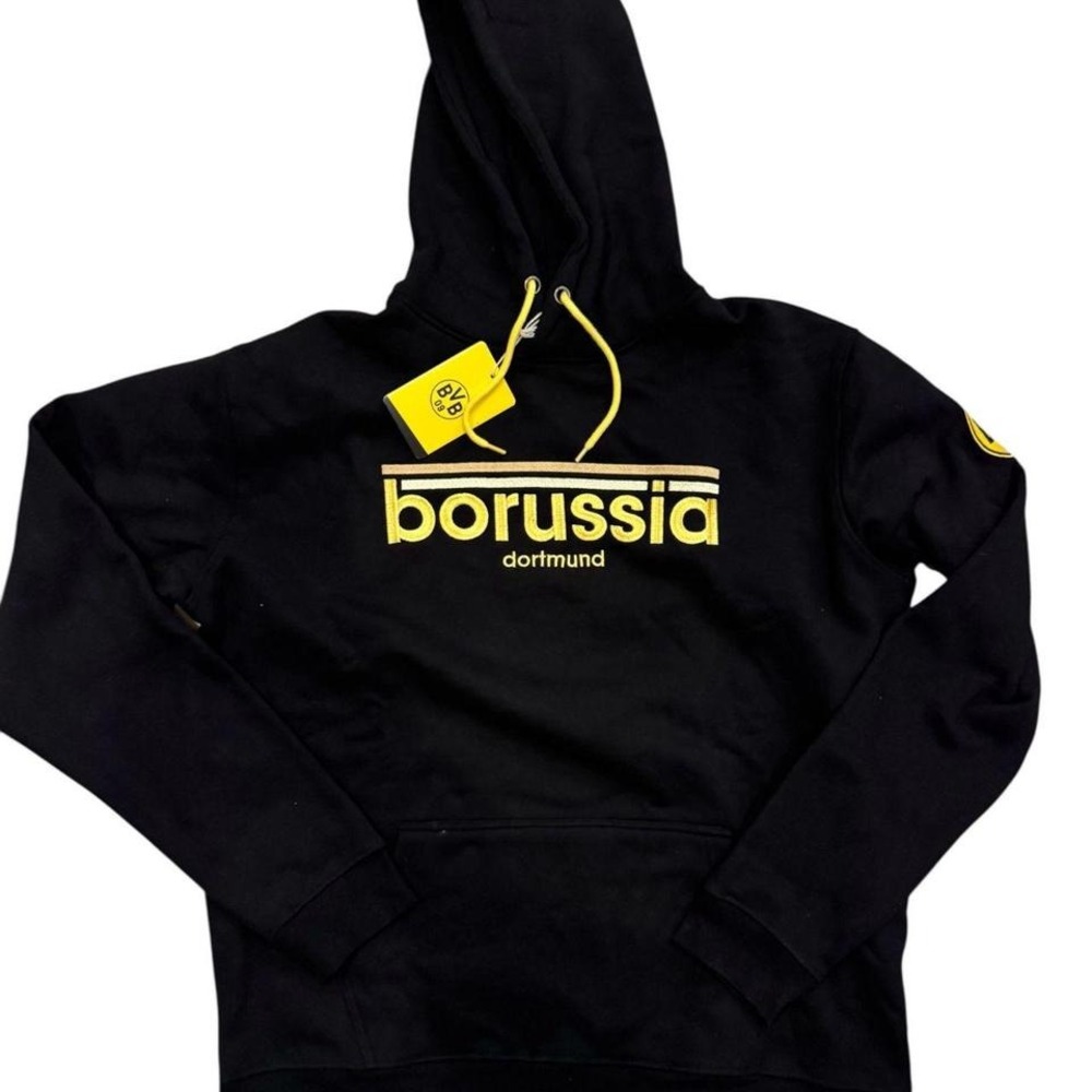 Borussia Dortmund BVB 09 Men Black Yellow Embroidered Logo Hoodie 3XL NWT